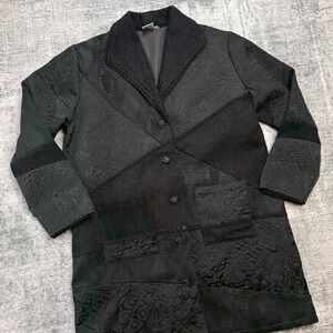VTG Parsley & Sage Coat Womens Large Black Patchwork Texture Dark Mori Goth Boho
